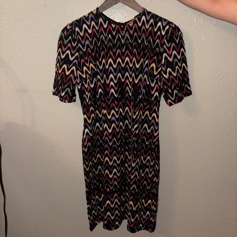 Missoni zigzag-embroidered wool-blend dress